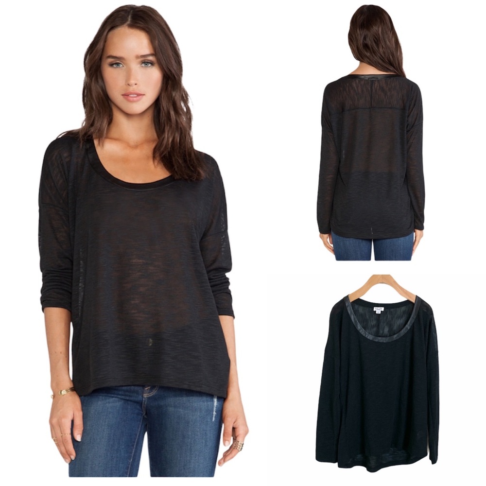 SPLENDID Black Cozy Melange Jersey Long Sleeve
